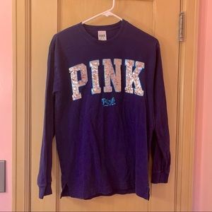 PINK Sequin Logo Long Sleeve Size XS